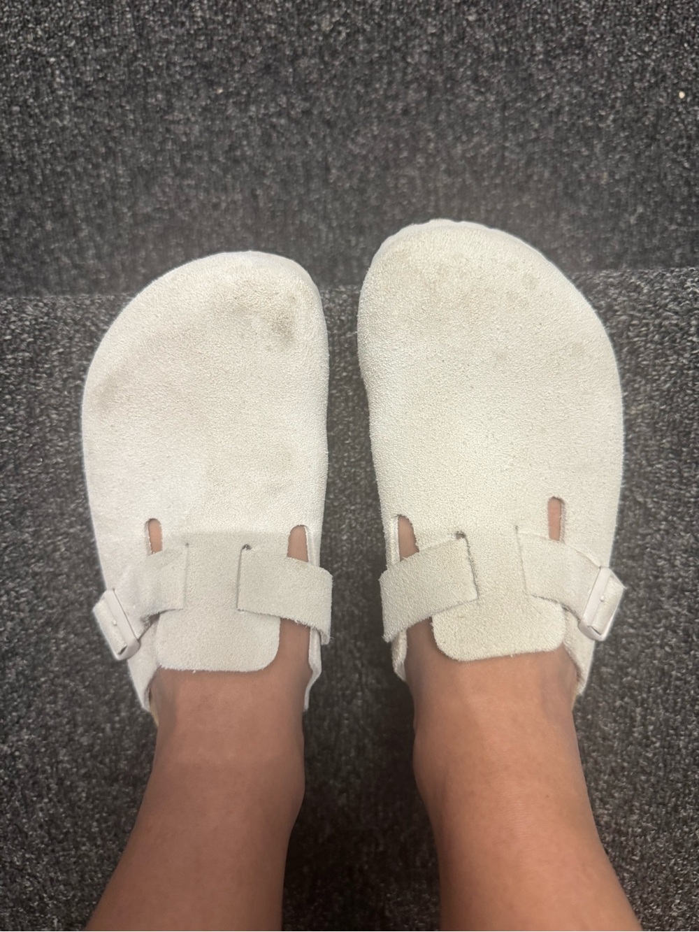 Birkenstock Cream Suede Boston Clogs - Picture 14 of 15
